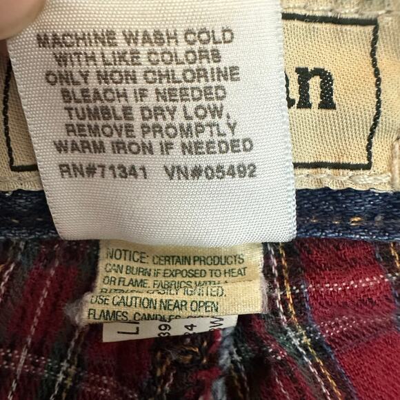 Women's VTG 90's LL Bean Red Blue Flannel Lined Relaxed Fit Denim Jeans Size 12P - Picture 7 of 8